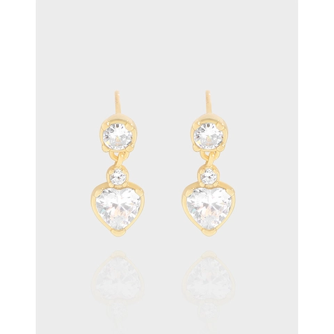 Koreaanse Stijl 925 Sterling Zilver Hart Zirconia Oorknopjes Lichte Luxe Vergulde Hanger Sieraden Voor Dames