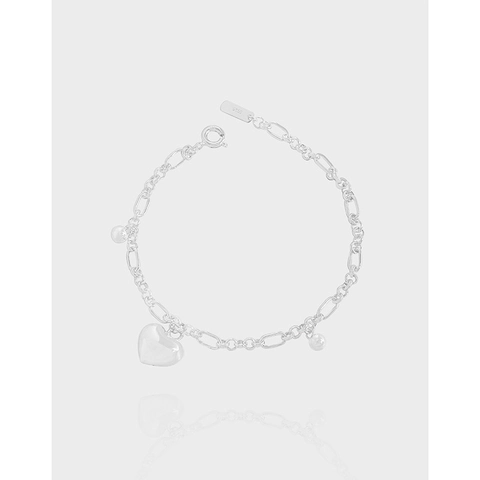 S925 Sterling Silver Heart Pendant Bracelet For Women Minimalist Link Chain Jewelry Elegant Silver Charm Hand Chain
