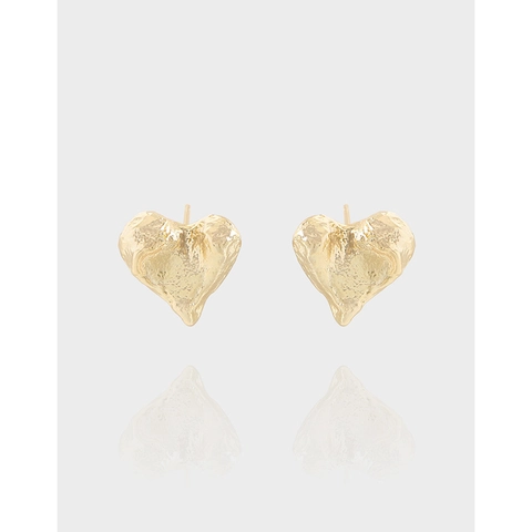 925 Sterling Zilver Gesmolten Hart Oorknopjes Voor Dames Koreaanse Minimalistische Lava Rimpel Textuur Hart Oorbellen Luxe Sieraden