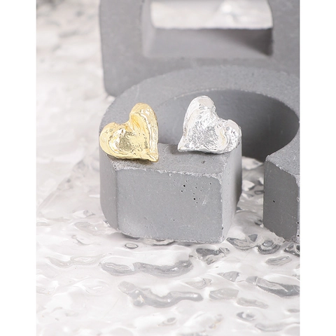 925 Sterling Zilver Gesmolten Hart Oorknopjes Voor Dames Koreaanse Minimalistische Lava Rimpel Textuur Hart Oorbellen Luxe Sieraden