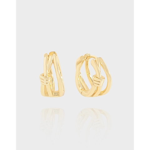 925 Sterling Silver Cross Line Huggie Hoop Earrings Minimalist Woven Knot Geometric Earring Jewelry For Women Gold Silver Plated