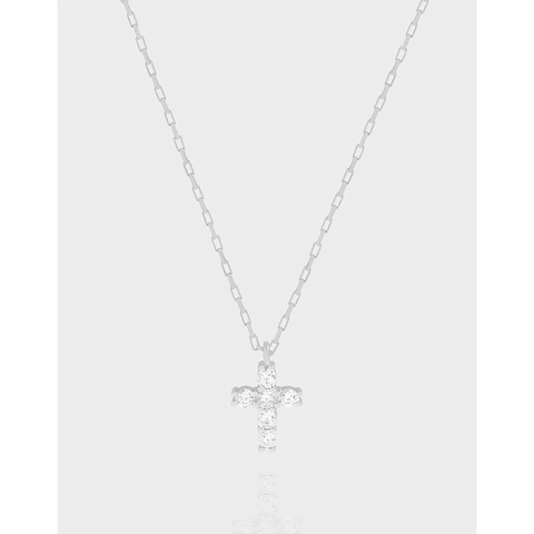 Halskette aus 925 Sterlingsilber mit Kreuzanhänger Zirkonia Schlüsselbeinkette Minimalistischer Feiner Schmuck Geschenk für Damen