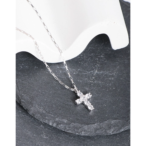 Halskette aus 925 Sterlingsilber mit Kreuzanhänger Zirkonia Schlüsselbeinkette Minimalistischer Feiner Schmuck Geschenk für Damen
