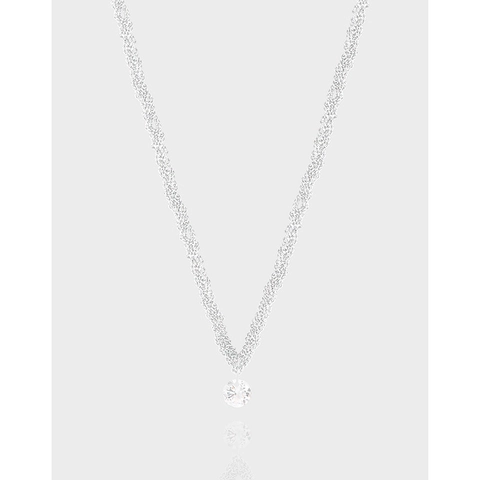 Luxury 925 Sterling Silver Necklace For Women Korean Ins Minimalist Clavicle Chain With Sparkling Round Rhinestone Pendant