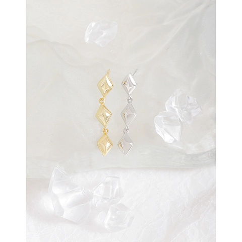 925 Sterlingsilber Raute Hängeohrringe Geometrisch Lange Drop Minimalistische Schmuck Für Damen 18K Gold Weißgold Galvanisiert