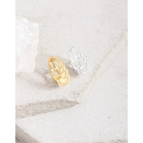 925 Sterling Zilver Croissant Hoop Oorbellen Frans Vintage Gedraaide Textuur Huggie Oorbellen Goud Zilver Minimalistische Sieraden