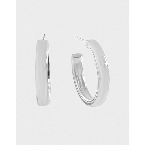 Orecchini a Cerchio Curvi Lisci Minimalisti in Argento Sterling 925 per Donna Orecchini a Bottone Lucidati a Forma di C Geometrici Leggeri Gioielli