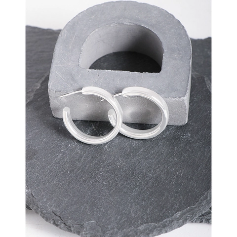 Orecchini a Cerchio Curvi Lisci Minimalisti in Argento Sterling 925 per Donna Orecchini a Bottone Lucidati a Forma di C Geometrici Leggeri Gioielli