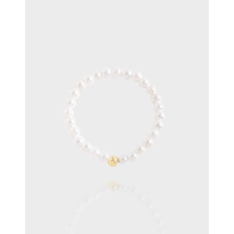 Anello Minimalista in Argento Sterling 925 Con Perline Per Donna Perla Artificiale Bianca Anello Elastico Gioielli Placcati Oro Regalo