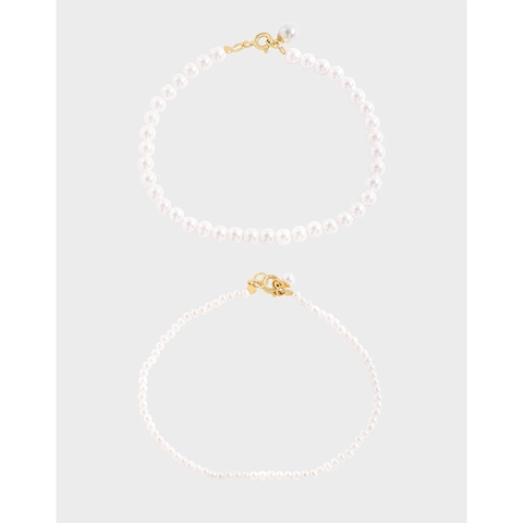 925 Sterlingsilber Künstliche Perlen Armband Für Damen Minimalistisch Zierlich Kleine Runde Perlenkette Elegant Schmuck