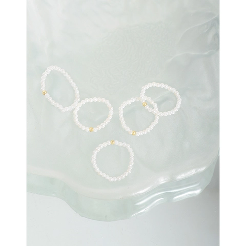 Anello Minimalista in Argento Sterling 925 Con Perline Per Donna Perla Artificiale Bianca Anello Elastico Gioielli Placcati Oro Regalo