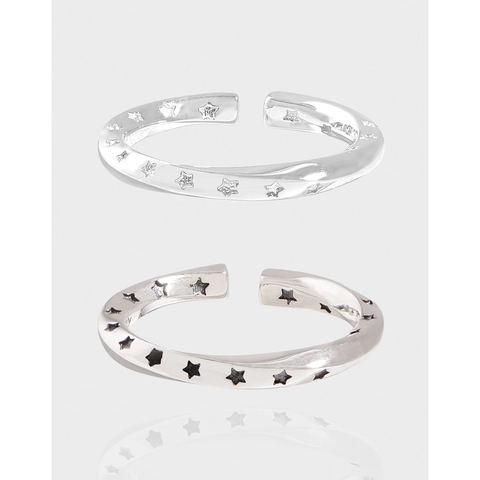 925 Sterlingsilber Stern Möbius Twist Offener Ring Für Damen Minimalistisch Verstellbarer Fingerring Zierlicher Schmuck
