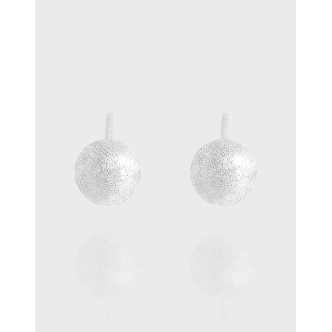 Orecchini a Bottone a Sfera Spazzolata in Argento Sterling 925 Minimalisti Opachi Testurizzati Tondi Gioielli per Orecchie Donna Accessorio