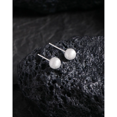 Orecchini a Bottone a Sfera Spazzolata in Argento Sterling 925 Minimalisti Opachi Testurizzati Tondi Gioielli per Orecchie Donna Accessorio