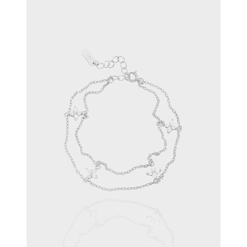 S925 Sterling Zilver Dubbellaagse Ster Zirconia Armband Voor Dames Minimalistisch Elegant Sieraden Cadeau