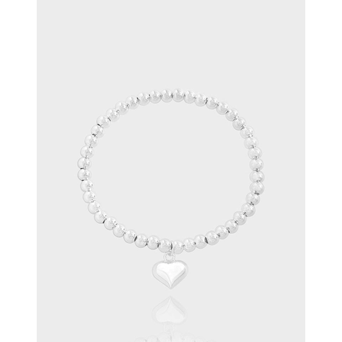 925 Sterlingsilber Perlen Herz Armband Für Damen Minimalistisches Elastisches S925 Silber Herzanhänger Armband Schmuck Geschenk