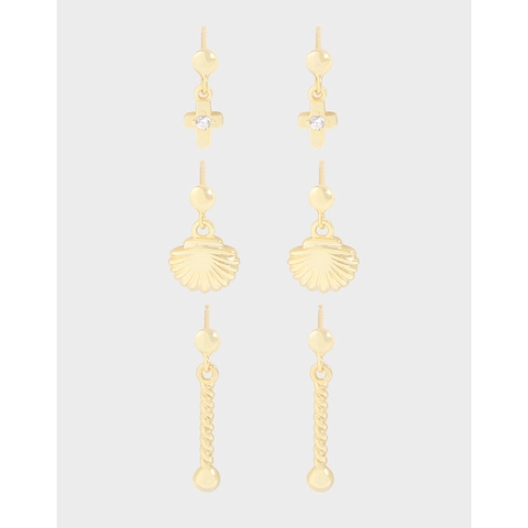 Orecchini a Bottone a Spirale a Croce di Conchiglia in Argento Sterling S925 Minimalisti con Strass Oro Argento per Donna