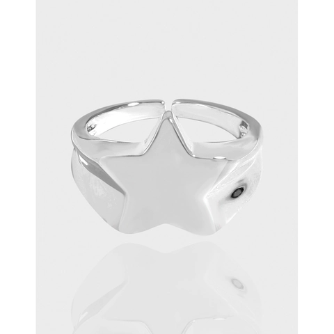 925 Sterling Silver Star Open Ring For Women Minimalist Geometric Adjustable Finger Ring High Quality Fashion Jewelry Finger Decor