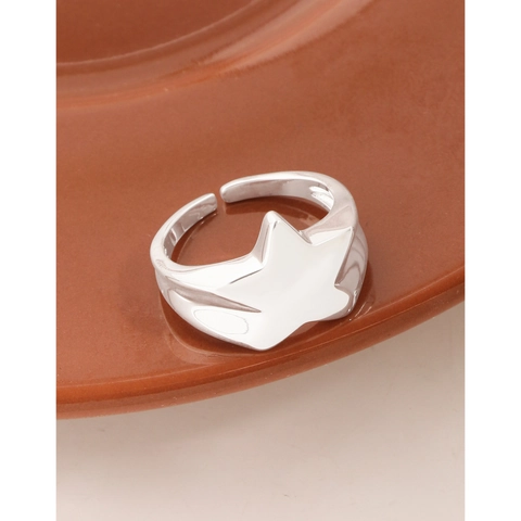 925 Sterling Silver Star Open Ring For Women Minimalist Geometric Adjustable Finger Ring High Quality Fashion Jewelry Finger Decor
