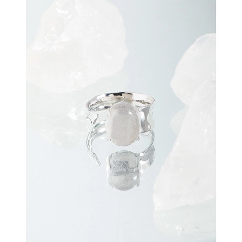 S925 Sterling Zilver Mat Kristal Open Ring Voor Vrouwen Minimalistisch Onregelmatig Geometrisch Ontwerp Verstelbare Ring Sieraden
