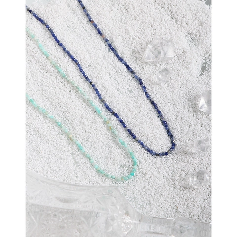 925 Sterling Zilveren Halsketting Vrouwen Lapislazuli Turkoois Kralen Gefacetteerde Sleutelbeenketting Ins Stijl Sieraden