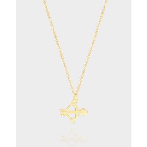 S925 Sterling Silver Cupid's Arrow Heart Pendant Necklace For Women Korean Minimalist 18K Gold Plated Clavicle Chain Jewelry
