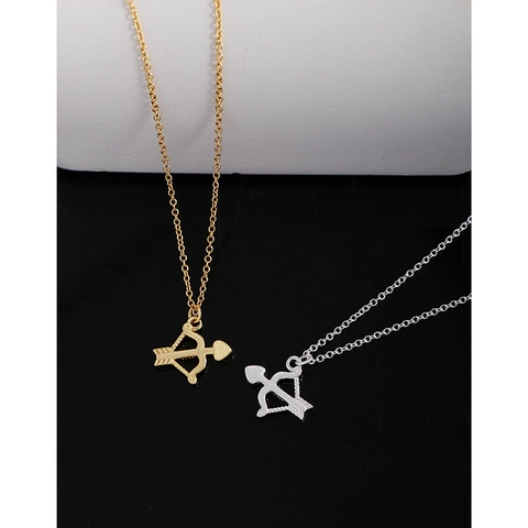 S925 Sterling Silver Cupid's Arrow Heart Pendant Necklace For Women Korean Minimalist 18K Gold Plated Clavicle Chain Jewelry