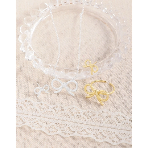 S925 Sterling Silver Bowknot Pendant Necklace For Women Minimalist Korean Style Hollow Bow Clavicle Chain Jewelry Gift