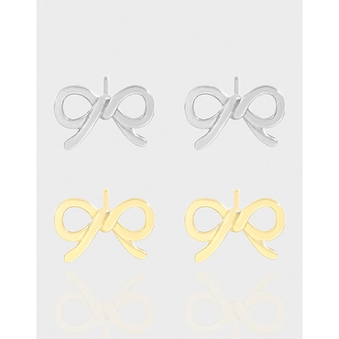 925 Sterlingsilber Schleife Ohrstecker Für Damen Hohl Bandschleife Design Minimalistisch Koreanisch Galvanisiert Gold Silber Schmuck