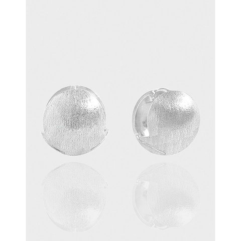 Pendientes de Botón de Bola Redonda Cepillada Minimalistas de Plata de Ley S925 Estilo Coreano para Mujer Joyas Ins