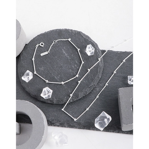 Collana in Argento Sterling S925 Minimalista con Maglie a Bambù per Donna Design Geometrico Stile Ins Gioielli Placcati Argento