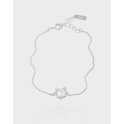 925 Sterling Silver Heart Bracelet For Women Elegant Pleated Texture Artificial Pearl Rhinestone Light Luxury Jewelry Gift