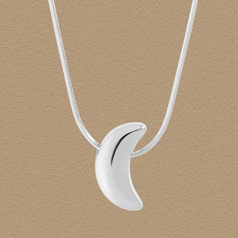 Collana con Pendente a Luna in Argento Sterling 925 Catena a Spina di Pesce Minimalista Gioielli per Donna Collana Girocollo