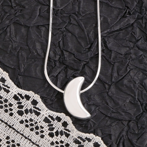 Collana con Pendente a Luna in Argento Sterling 925 Catena a Spina di Pesce Minimalista Gioielli per Donna Collana Girocollo