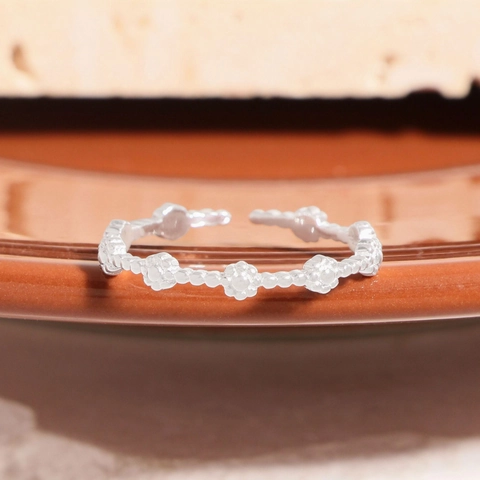 Minimalistisch 925 Sterlingsilber Blume Offener Ring Für Damen Koreanischer Ins Stil Floral Verstellbarer Fingerring Schmuck