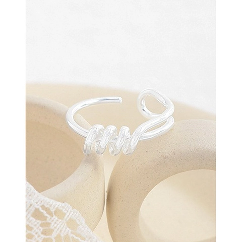 925 Sterling Silver Spiral Geometric Line Open Ring For Women INS Style Light Luxury Minimalist Adjustable Fashion Jewelry