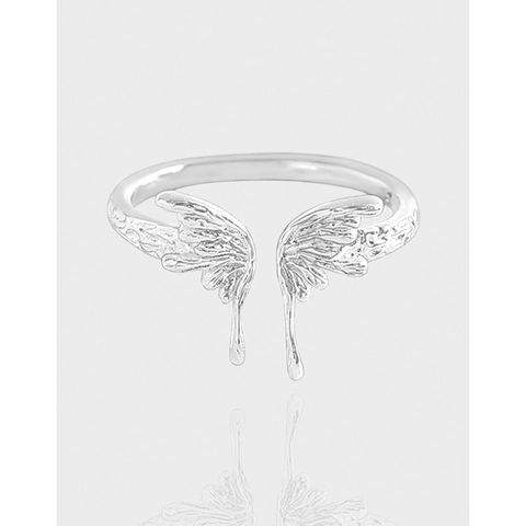 S925 Sterling Silber Schmetterling Offener Ring Für Damen Nische Flüssigmetall Struktur Verstellbarer Ring Schmuck Geschenk