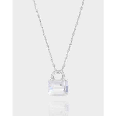 Collana con Ciondolo in Argento Sterling 925 per Donna Minimalista Forma di Borsa Strass Trasparente Catena Clavicola Gioielli