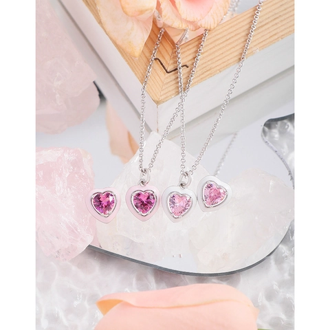 Orecchini a Bottone a Cuore in Argento Sterling S925 per Donna Stile INS Coreano Design di Lusso Rosa Rosso Zirconia Smalto Gioielli