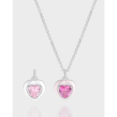 S925 Sterling Silver Heart Pendant Necklace Korean Style Enamel Rhinestone Sweet Clavicle Chain For Women Fashion Jewelry Gift