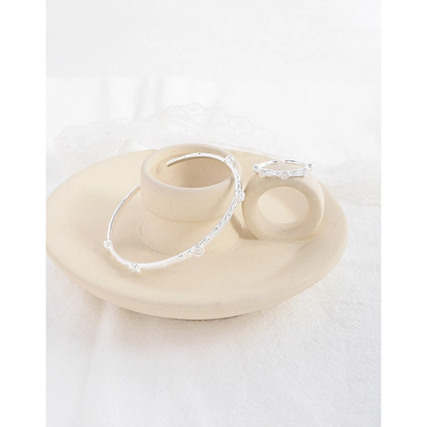 925 Sterlingsilber Offener Armreif Für Damen Minimalistisch Faltenstruktur Künstliche Perle Eingelegt Luxus Schmuck Geschenk