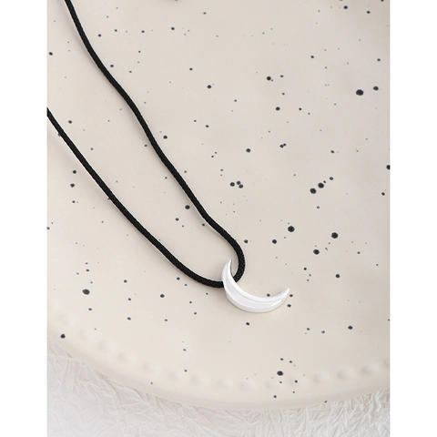 Collana con Ciondolo a Luna in Argento Sterling 925 per Donna Cordino Nero Regolabile Elegante Catena per Clavicola