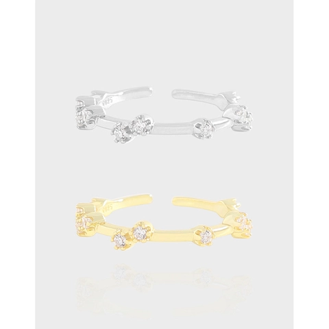 Anillo Abierto Geométrico de Plata de Ley 925 para Mujer Anillo de Circonia Ajustable Minimalista Joyería Regalo