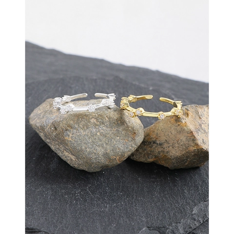 Anillo Abierto Geométrico de Plata de Ley 925 para Mujer Anillo de Circonia Ajustable Minimalista Joyería Regalo