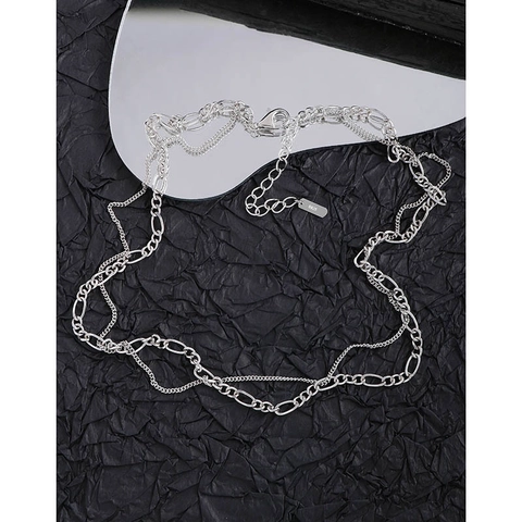 S925 Sterling Silber Doppelreihige Halskette Für Damen Minimalistisches Figaro Gliederketten Design Eleganter Edelschmuck Geschenk