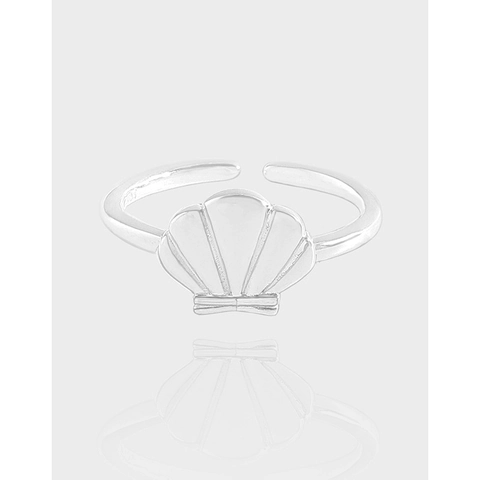 S925 Sterling Zilver Schelp Open Ring Voor Vrouwen Minimalistische Oceaan Stijl Verstelbare Vingerring Zomer Strand Sieraden