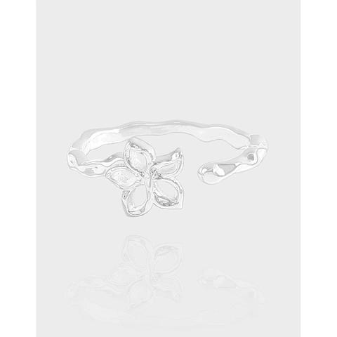S925 Sterling Silver Hollow Flower Adjustable Open Ring For Women Korean Style Niche Light Luxury Design Finger Ring Jewelry