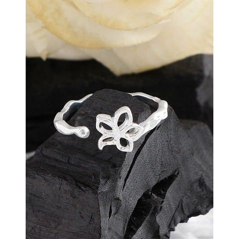 S925 Sterling Silver Hollow Flower Adjustable Open Ring For Women Korean Style Niche Light Luxury Design Finger Ring Jewelry