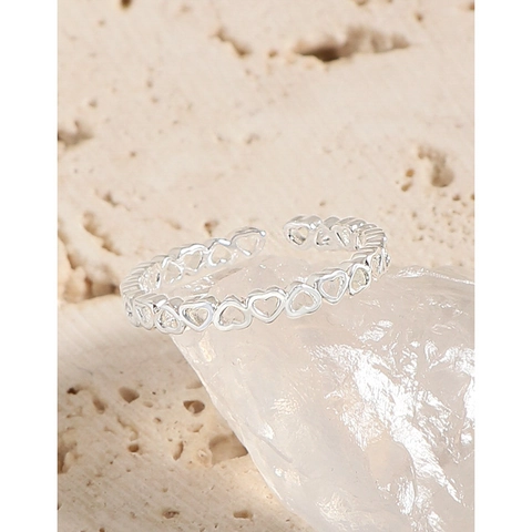 Minimalistischer 925 Sterlingsilber Herz Ring Damen Verstellbarer INS Stil Romantischer Modeschmuck Herzring Geschenk