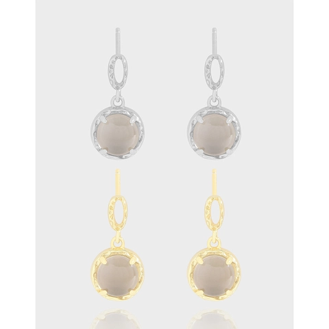 Elegant 925 Sterling Silver Earring Post Crystal Drop Earrings Hammered Geometric Texture White Gold 18K Gold Women Jewelry